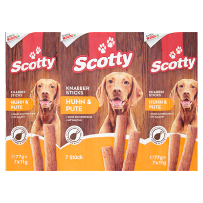 Scotty roppanós jutalomfalatok csirkével és pulykával kutyák számára 7 db 77 g