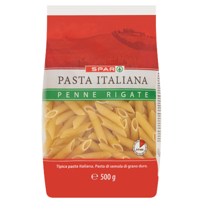 SPAR Pasta Italiana Penne Rigate durumbúzadarából készült száraztészta 500 g