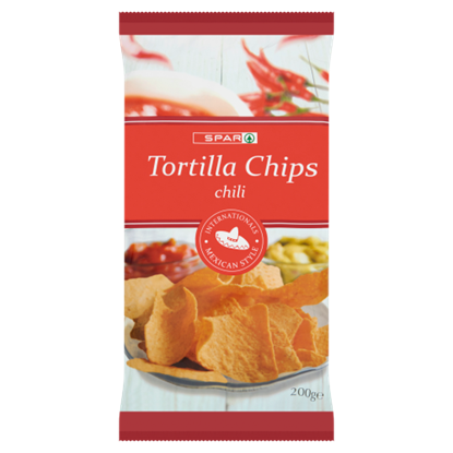 SPAR Tortilla Chips gluténmentes chili ízesítésű kukoricasnack 200 g