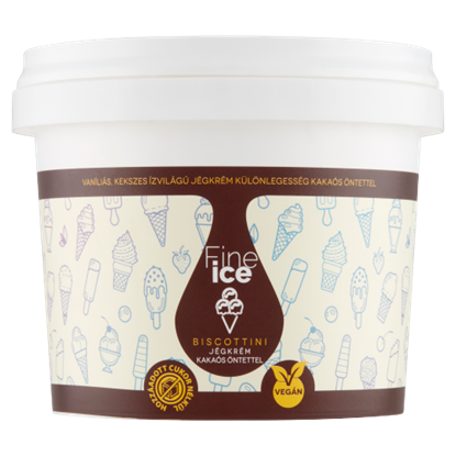Fine Ice Biscottini vaníliás, kekszes ízvilágú jégkrém különlegesség kakaós öntettel 500 ml
