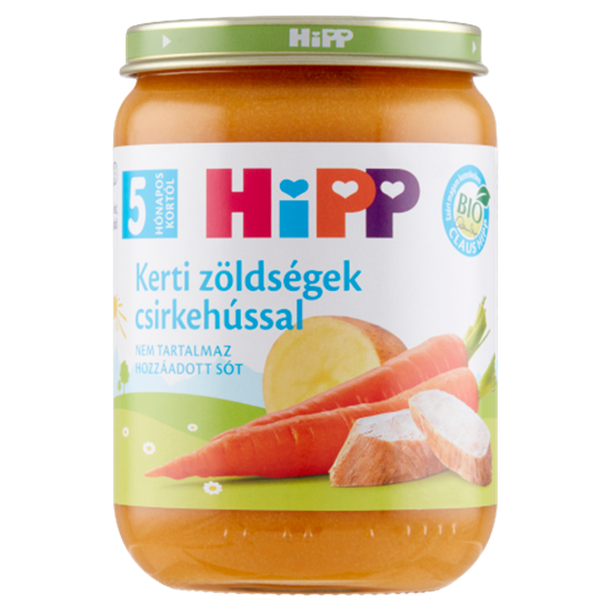 HiPP BIO kerti zöldségek csirkehússal bébiétel 5 hónapos kortól 190 g
