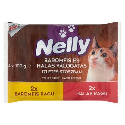 Nelly Ragu Válogatás Marhás és Májas Válogatás ízletes szószban teljes értékű macskaeledel 4 x 100 g