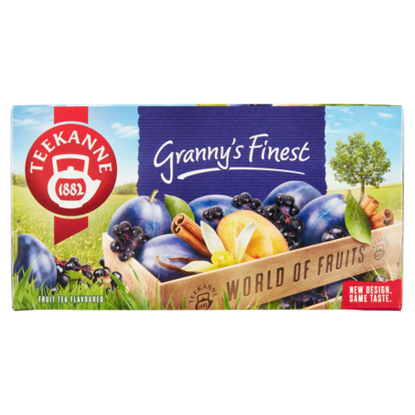 Teekanne World of Fruits Granny's Finest bodza-, vanília- és szilvaízű gyümölcstea 20 filter 50 g