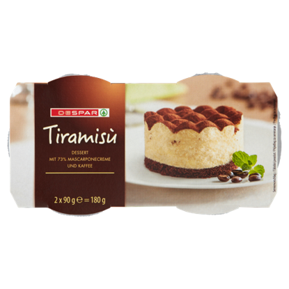 DESPAR Tiramisu desszert mascarponekrémmel, piskótával, kávés öntettel 2 x 90 g (180 g)