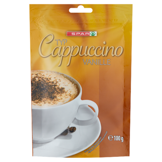 SPAR Cappuccino vanília ízű instant italpor gabona-kivonattal és instant kávéval 100 g
