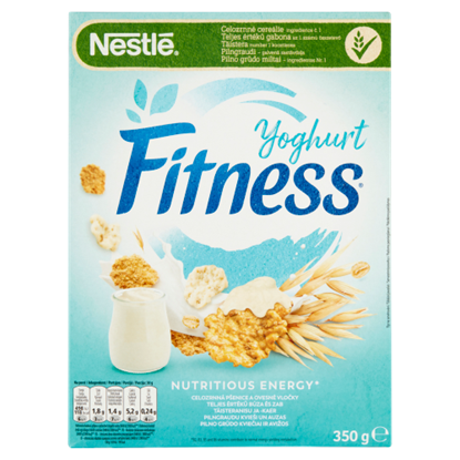 Nestlé Fitness natúr és joghurtos masszával bevont gabonapehely teljes értékű búzával, zabbal 350 g