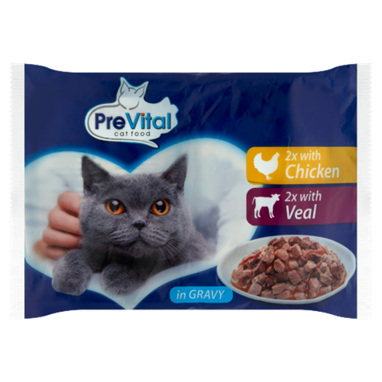 PreVital teljes értékű állateledel felnőtt macskák számára szószban 4 x 100 g
