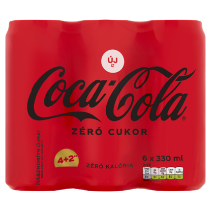 Coca-Cola Zero colaízű energiamentes szénsavas üdítőital édesítőszerekkel 6 x 330 ml