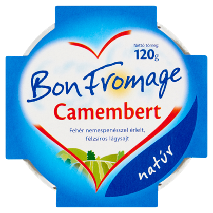 Bon Fromage Camembert natúr, fehér nemespenésszel érlelt, félzsíros lágysajt 120 g