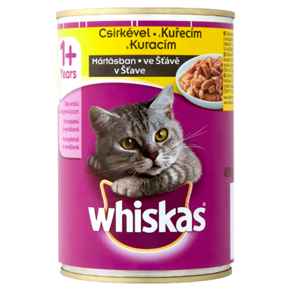Whiskas konzerv állateledel macskák számára csirkével mártásban 400 g