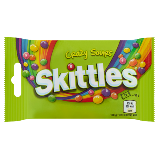 Skittles Crazy Sours savanyú gyümölcsízű cukordrazsé 38 g