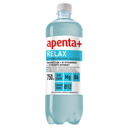 Apenta+ Relax feketeribizli-vörösáfonya-hibiszkusz ízű szénsavmentes üdítőital vitaminokkal 750 ml