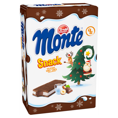 Zott Monte Snack tejes, csokoládés-mogyorós krémmel töltött sütemény 4 x 29 g (116 g)
