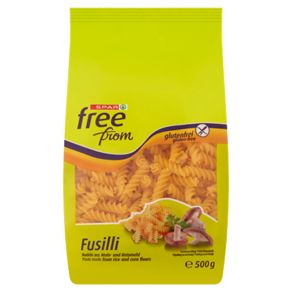 SPAR free from Fusilli gluténmentes rizs- és kukoricalisztből készült száraztészta 500 g