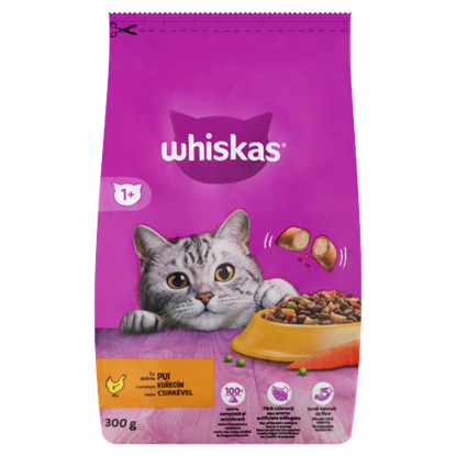 Whiskas 1+ teljes értékű szárazeledel felnőtt macskák számára csirkével 300 g