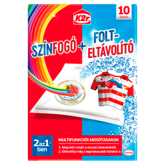 K2r Színfogó + Oxi Folteltávolító mosótasak 10 db 