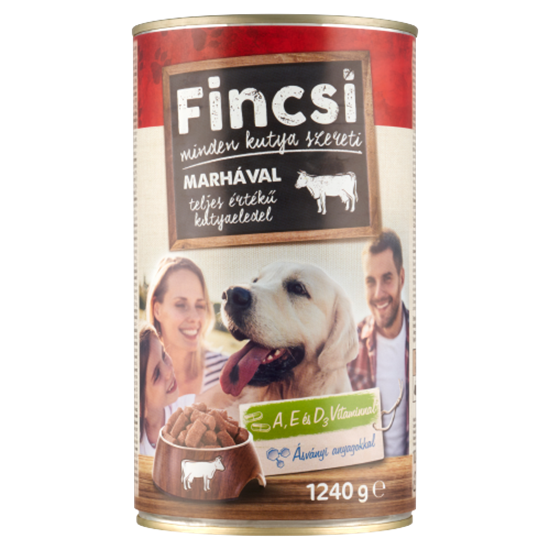 Fincsi teljes értékű állateledel felnőtt kutyák számára marhával 1240 g