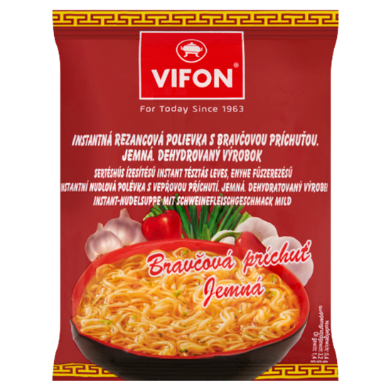 Vifon enyhe fűszerezésű, sertéshús ízesítésű instant tésztás leves 60 g