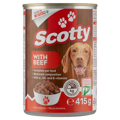 Scotty Falatkák Szószban teljes értékű állateledel felnőtt kutyák számára marhával 415 g
