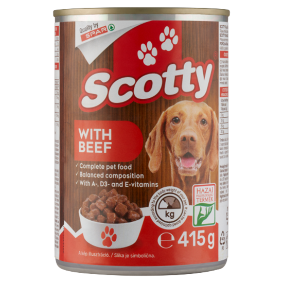 Scotty Falatkák Szószban teljes értékű állateledel felnőtt kutyák számára marhával 415 g