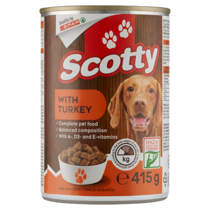 Scotty Falatkák Szószban teljes értékű állateledel felnőtt kutyák számára baromfival 415 g