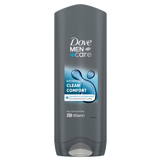 Dove Men+Care Hydrating Clean Comfort tusfürdő testre, arcra, hajra 250 ml