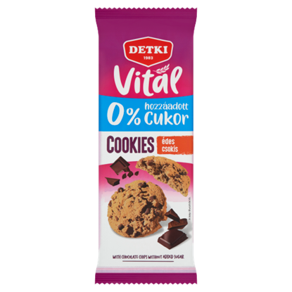 Detki Cookies omlós keksz csokoládé darabokkal és édesítőszerekkel, cukor hozzáadása nélkül 130 g