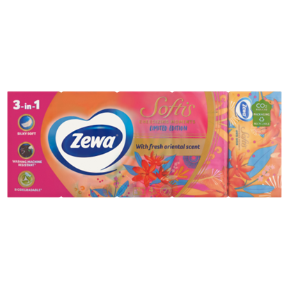 Zewa Softis Energizing Moments illatosított papír zsebkendő 4 rétegű 10 x 9 db