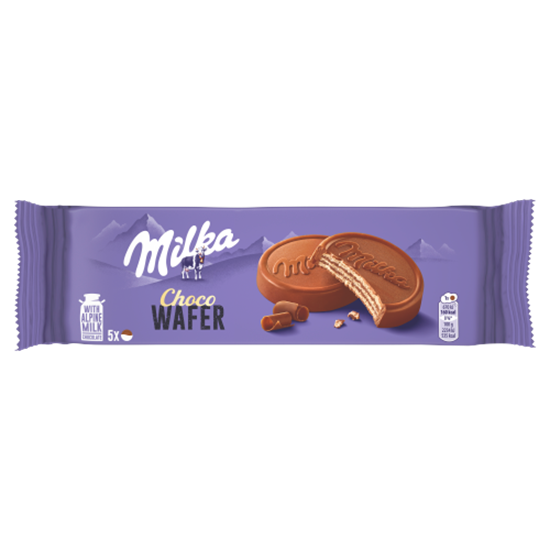 Milka Choco Wafer kakaós krémmel töltött ostya alpesi tejcsokoládéval mártva 5 db 150 g