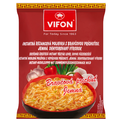 Vifon enyhe fűszerezésű sertéshús ízesítésű instant tésztás leves 60 g