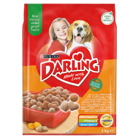 Darling teljes értékű állateledel felnőtt kutyák számára csirke és pulyka ízletes keverékével 3 kg